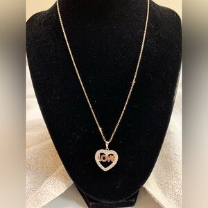 Midas Vermeil 925 CZ Heart Love Pendant Necklace 16”